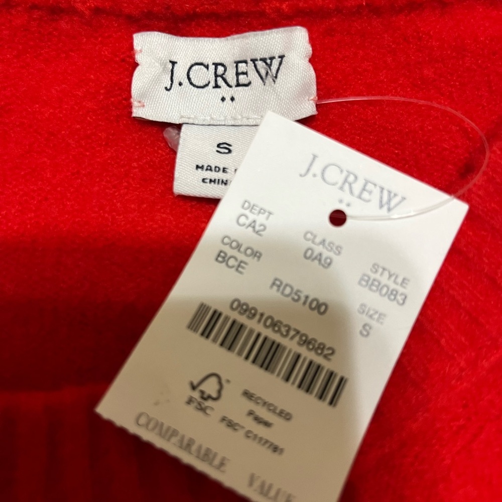 NWT J. Crew Red Crewneck Machine Washable Merino Wool Blend Size Small - Picture 4 of 5